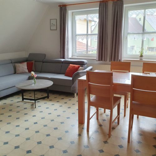 Wohnzimmer in der Ferienwohnung Schwalbennest
