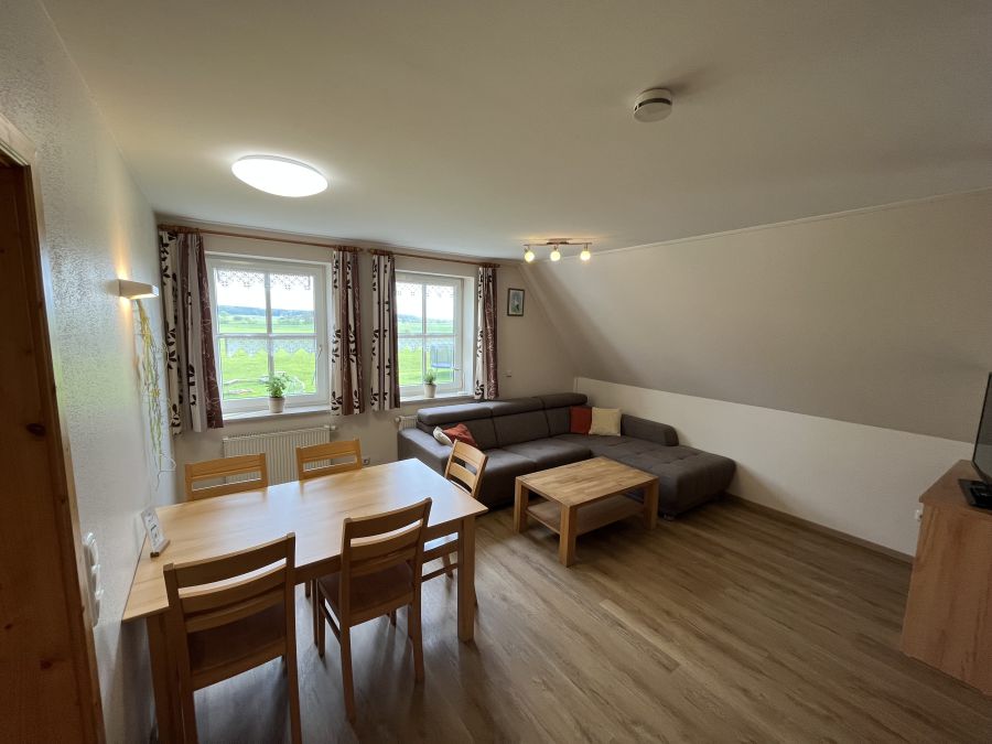 Wohnzimmer in der Ferienwohnung Storchennest