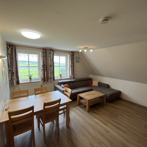 Wohnzimmer in der Ferienwohnung Storchennest